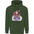 Biker Santa Christmas Motorcycle Motorbike Childrens Kids Hoodie Forest Green