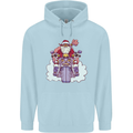 Biker Santa Christmas Motorcycle Motorbike Childrens Kids Hoodie Light Blue