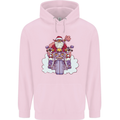 Biker Santa Christmas Motorcycle Motorbike Childrens Kids Hoodie Light Pink