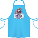 Biker Santa Christmas Motorcycle Motorbike Cotton Apron 100% Organic Turquoise
