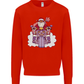 Biker Santa Christmas Motorcycle Motorbike Kids Sweatshirt Jumper Bright Red