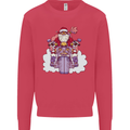 Biker Santa Christmas Motorcycle Motorbike Kids Sweatshirt Jumper Heliconia