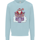 Biker Santa Christmas Motorcycle Motorbike Kids Sweatshirt Jumper Light Blue