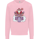 Biker Santa Christmas Motorcycle Motorbike Kids Sweatshirt Jumper Light Pink