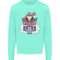 Biker Santa Christmas Motorcycle Motorbike Kids Sweatshirt Jumper Peppermint