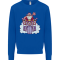 Biker Santa Christmas Motorcycle Motorbike Kids Sweatshirt Jumper Royal Blue