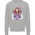 Biker Santa Christmas Motorcycle Motorbike Kids Sweatshirt Jumper Sports Grey