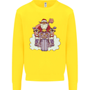 Biker Santa Christmas Motorcycle Motorbike Kids Sweatshirt Jumper Yellow