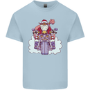 Biker Santa Christmas Motorcycle Motorbike Kids T-Shirt Childrens Light Blue