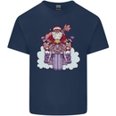Biker Santa Christmas Motorcycle Motorbike Kids T-Shirt Childrens Navy Blue