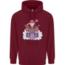 Biker Santa Christmas Motorcycle Motorbike Mens 80% Cotton Hoodie Maroon