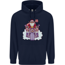 Biker Santa Christmas Motorcycle Motorbike Mens 80% Cotton Hoodie Navy Blue