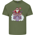 Biker Santa Christmas Motorcycle Motorbike Mens Cotton T-Shirt Tee Top Military Green