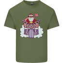 Biker Santa Christmas Motorcycle Motorbike Mens Cotton T-Shirt Tee Top Military Green