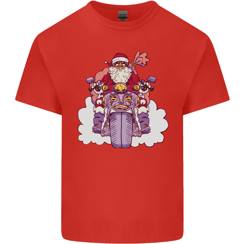 Biker Santa Christmas Motorcycle Motorbike Mens Cotton T-Shirt Tee Top Red