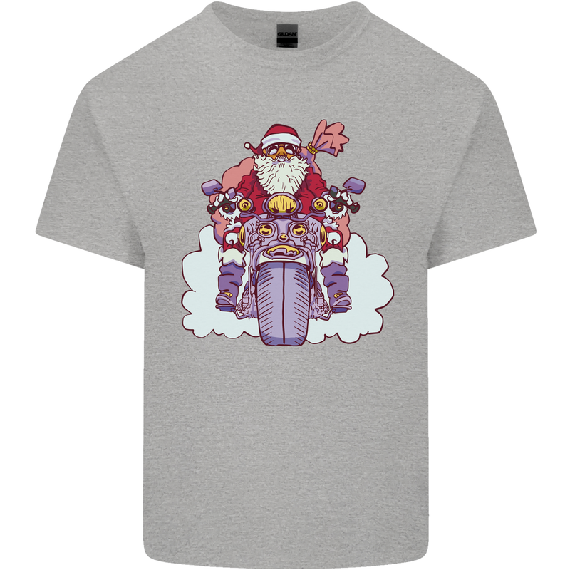 Biker Santa Christmas Motorcycle Motorbike Mens Cotton T-Shirt Tee Top Sports Grey