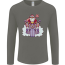 Biker Santa Christmas Motorcycle Motorbike Mens Long Sleeve T-Shirt Charcoal
