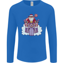 Biker Santa Christmas Motorcycle Motorbike Mens Long Sleeve T-Shirt Royal Blue