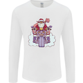 Biker Santa Christmas Motorcycle Motorbike Mens Long Sleeve T-Shirt White