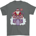 Biker Santa Christmas Motorcycle Motorbike Mens T-Shirt 100% Cotton Charcoal