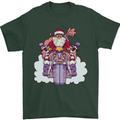 Biker Santa Christmas Motorcycle Motorbike Mens T-Shirt 100% Cotton Forest Green