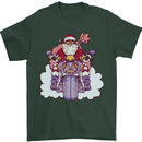 Biker Santa Christmas Motorcycle Motorbike Mens T-Shirt 100% Cotton Forest Green
