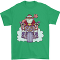 Biker Santa Christmas Motorcycle Motorbike Mens T-Shirt 100% Cotton Irish Green