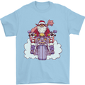 Biker Santa Christmas Motorcycle Motorbike Mens T-Shirt 100% Cotton Light Blue