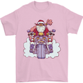 Biker Santa Christmas Motorcycle Motorbike Mens T-Shirt 100% Cotton Light Pink