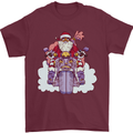 Biker Santa Christmas Motorcycle Motorbike Mens T-Shirt 100% Cotton Maroon