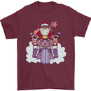 Biker Santa Christmas Motorcycle Motorbike Mens T-Shirt 100% Cotton Maroon