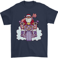 Biker Santa Christmas Motorcycle Motorbike Mens T-Shirt 100% Cotton Navy Blue