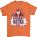 Biker Santa Christmas Motorcycle Motorbike Mens T-Shirt 100% Cotton Orange