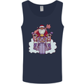 Biker Santa Christmas Motorcycle Motorbike Mens Vest Tank Top Navy Blue