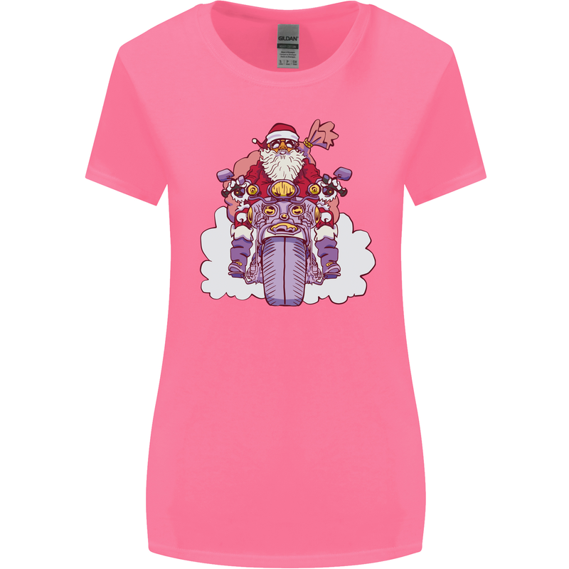 Biker Santa Christmas Motorcycle Motorbike Womens Wider Cut T-Shirt Azalea