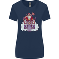 Biker Santa Christmas Motorcycle Motorbike Womens Wider Cut T-Shirt Navy Blue