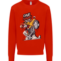 Biker Santa One Night Out Christmas Motorcycle Kids Sweatshirt Jumper Bright Red