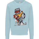 Biker Santa One Night Out Christmas Motorcycle Kids Sweatshirt Jumper Light Blue