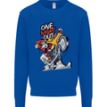 Biker Santa One Night Out Christmas Motorcycle Kids Sweatshirt Jumper Royal Blue