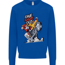 Biker Santa One Night Out Christmas Motorcycle Kids Sweatshirt Jumper Royal Blue