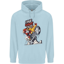 Biker Santa One Night Out Christmas Motorcycle Mens 80% Cotton Hoodie Light Blue