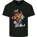 Biker Santa One Night Out Christmas Motorcycle Mens V-Neck Cotton T-Shirt Black