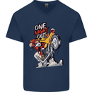 Biker Santa One Night Out Christmas Motorcycle Mens V-Neck Cotton T-Shirt Navy Blue