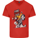 Biker Santa One Night Out Christmas Motorcycle Mens V-Neck Cotton T-Shirt Red