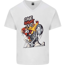 Biker Santa One Night Out Christmas Motorcycle Mens V-Neck Cotton T-Shirt White