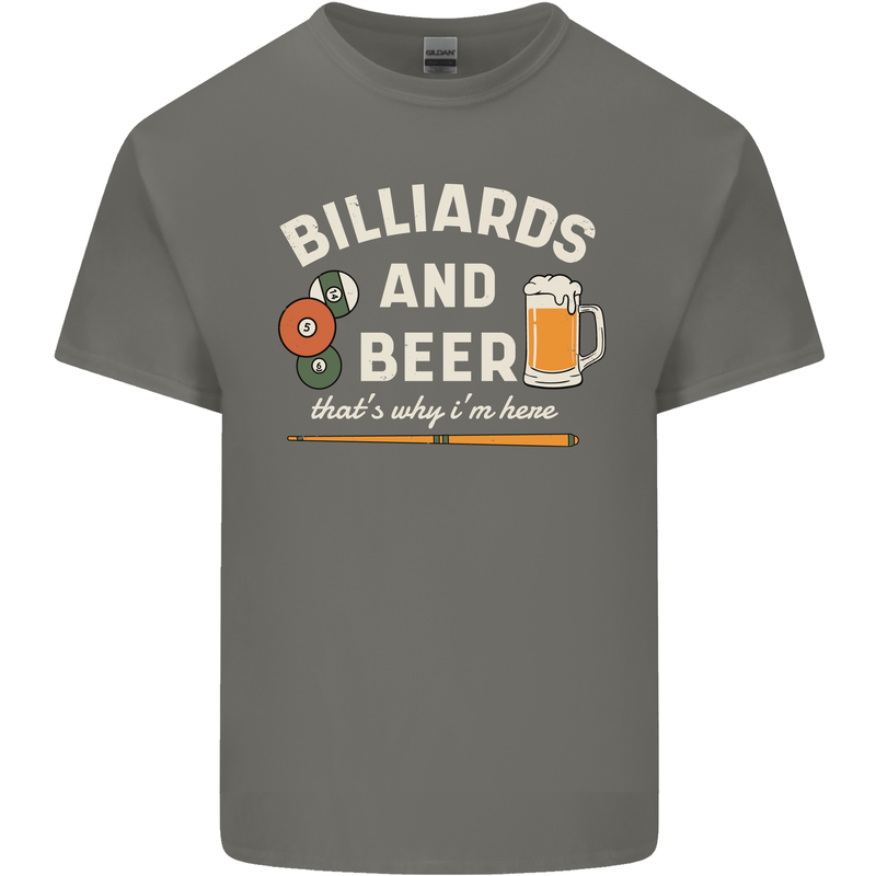 Billiards and Beer That's Why I'm Here Kids T-Shirt Childrens Charcoal