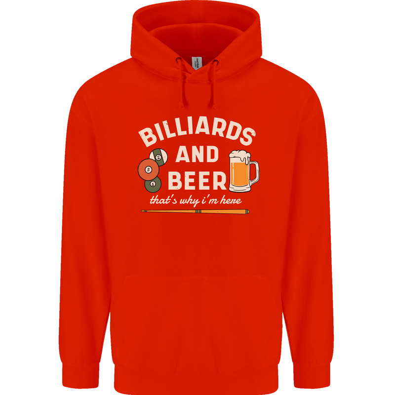 Billiards and Beer That's Why I'm Here Mens 80% Cotton Hoodie Bright Red