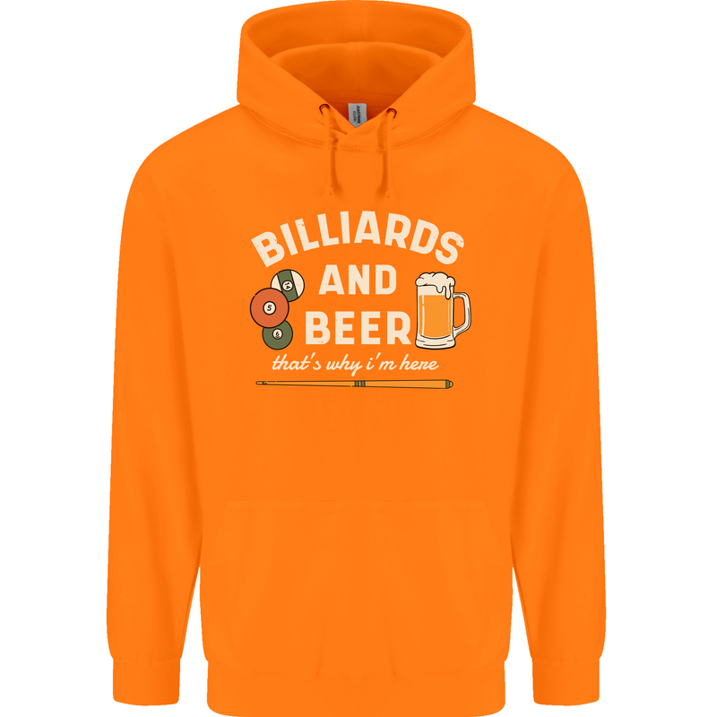 Billiards and Beer That's Why I'm Here Mens 80% Cotton Hoodie Orange