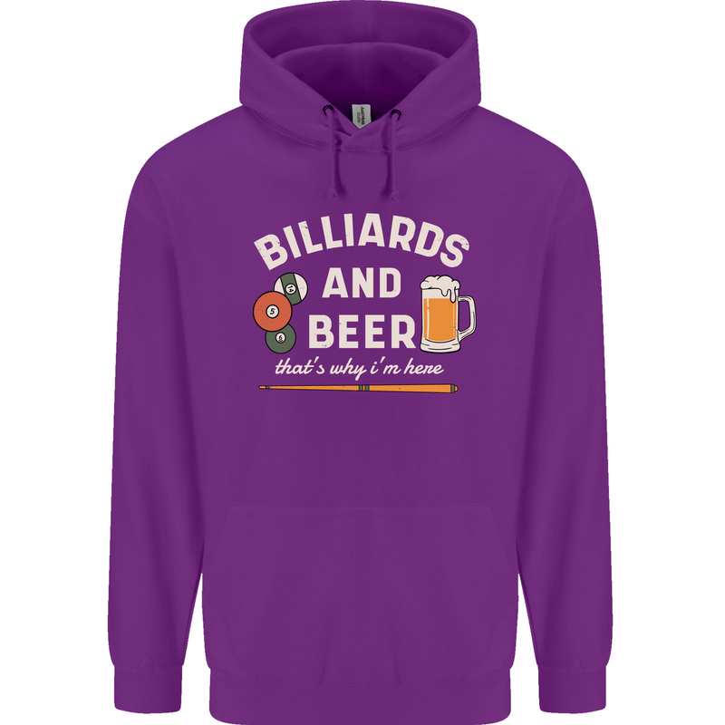 Billiards and Beer That's Why I'm Here Mens 80% Cotton Hoodie Purple