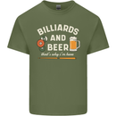 Billiards and Beer That's Why I'm Here Mens Cotton T-Shirt Tee Top Military Green